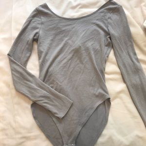 Soft grey long sleeve body suit